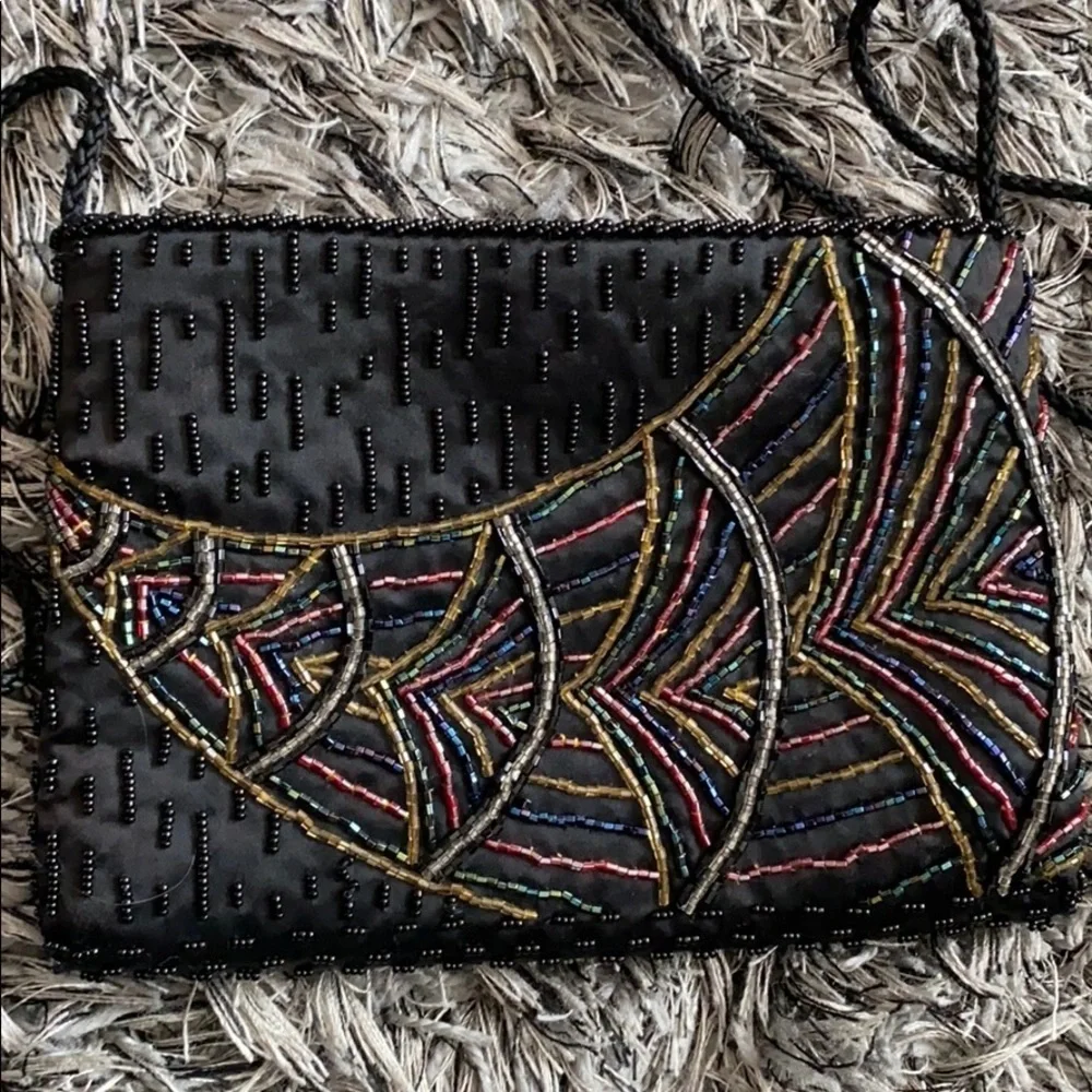 REAL Vintage beaded & satin cross body bag.